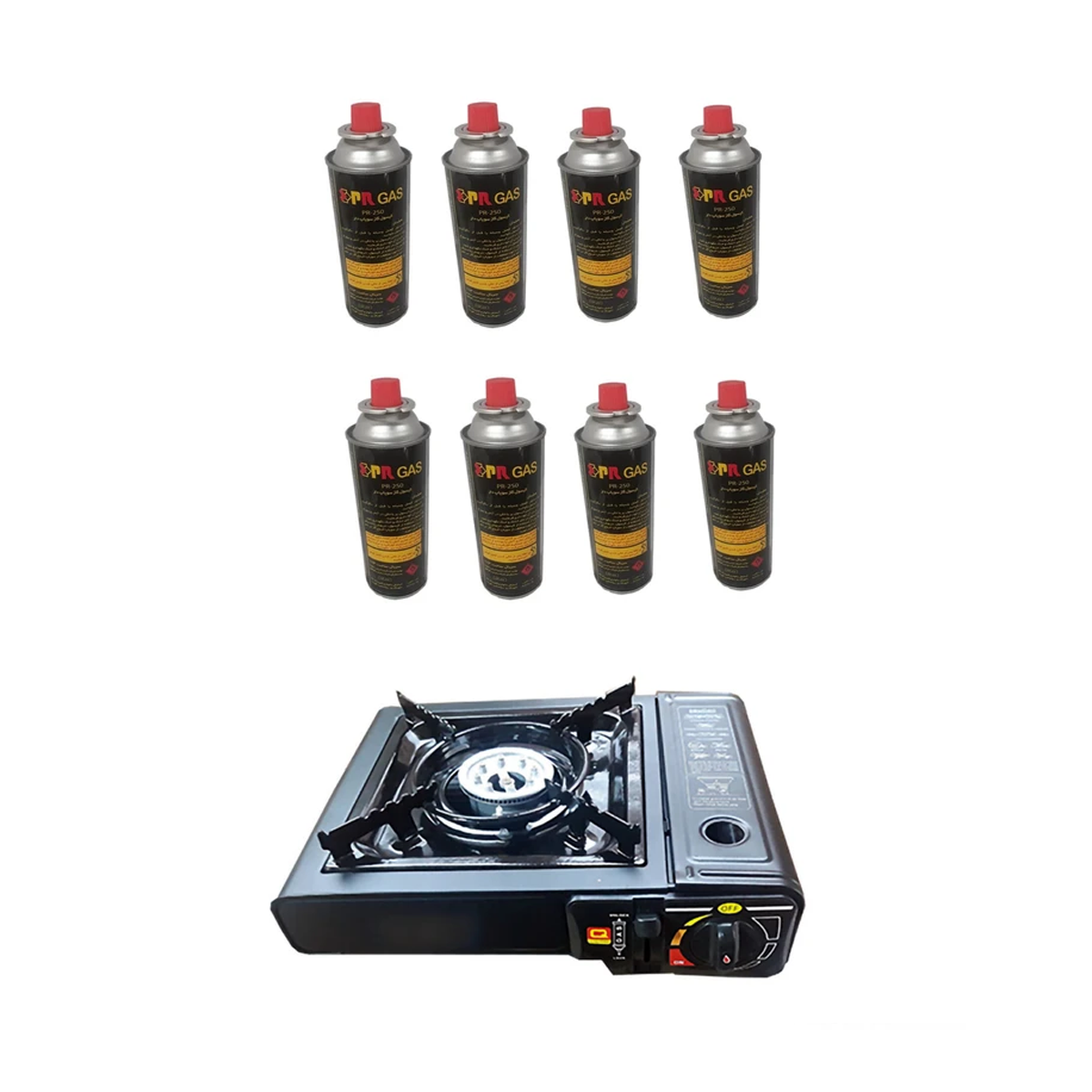 اجاق سفری پارس رگولاتور مدل 6499 به همراه کپسول گاز سفری بسته 8 عددی اجاق سفری پارس رگولاتور مدل 6499 به همراه کپسول گاز سفری بسته 8 عددی