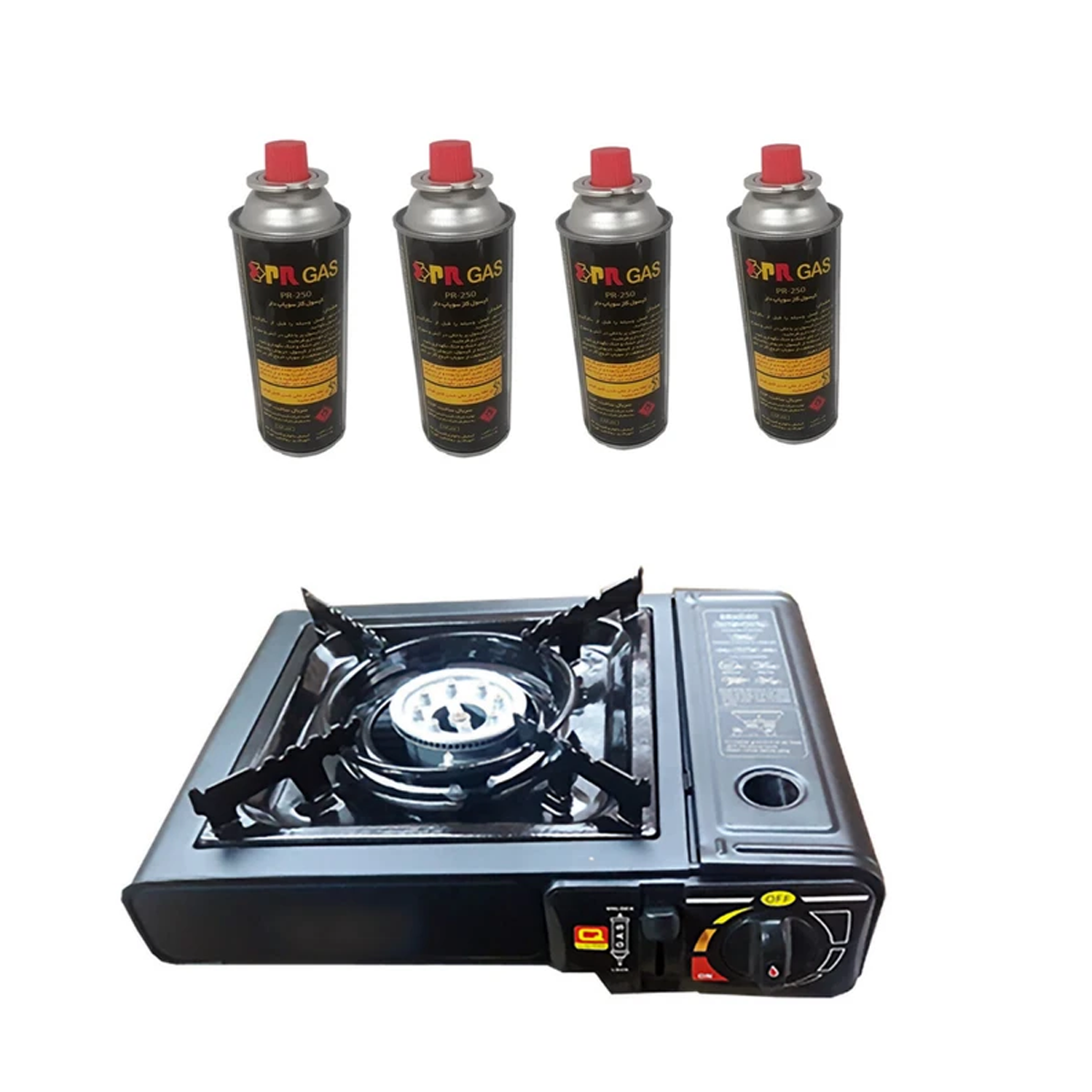 اجاق سفری پارس رگولاتور مدل 6499 به همراه کپسول گاز سفری بسته 4 عددی اجاق سفری پارس رگولاتور مدل 6499 به همراه کپسول گاز سفری بسته 4 عددی