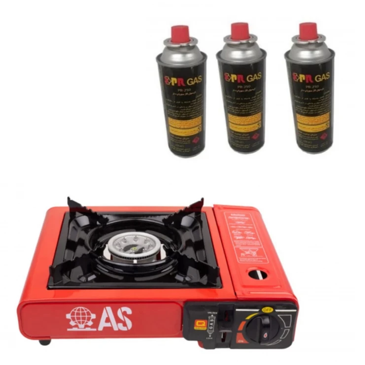 اجاق سفری مدل AS به همراه سه عدد کپسول گاز سفری