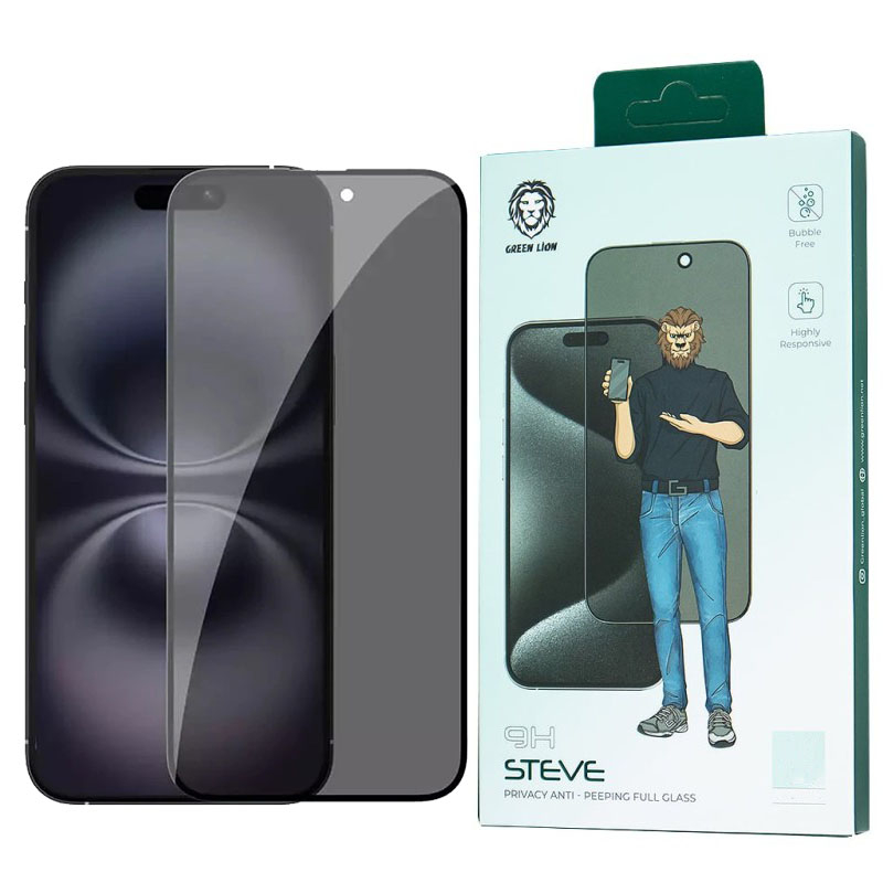 محافظ صفحه نمایش حریم خصوصی گرین لاین مدل 9H Steve privacy مناسب برای گوشی موبایل اپل iphone 15 pro محافظ صفحه نمایش حریم خصوصی گرین لاین مدل 9H Steve privacy مناسب برای گوشی موبایل اپل iphone 15 pro