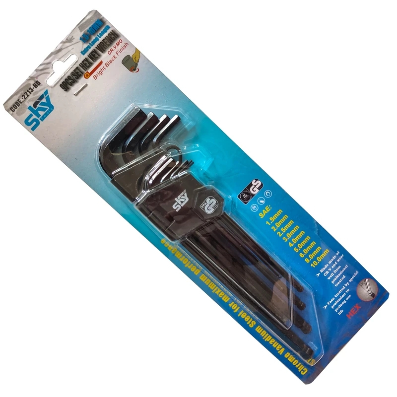 آچار آلن ته گرد اسکای مدل کارتی AJ-SKY-ST2223BB مجموعه 9 عددی آچار آلن ته گرد اسکای مدل کارتی AJ-SKY-ST2223BB مجموعه 9 عددی