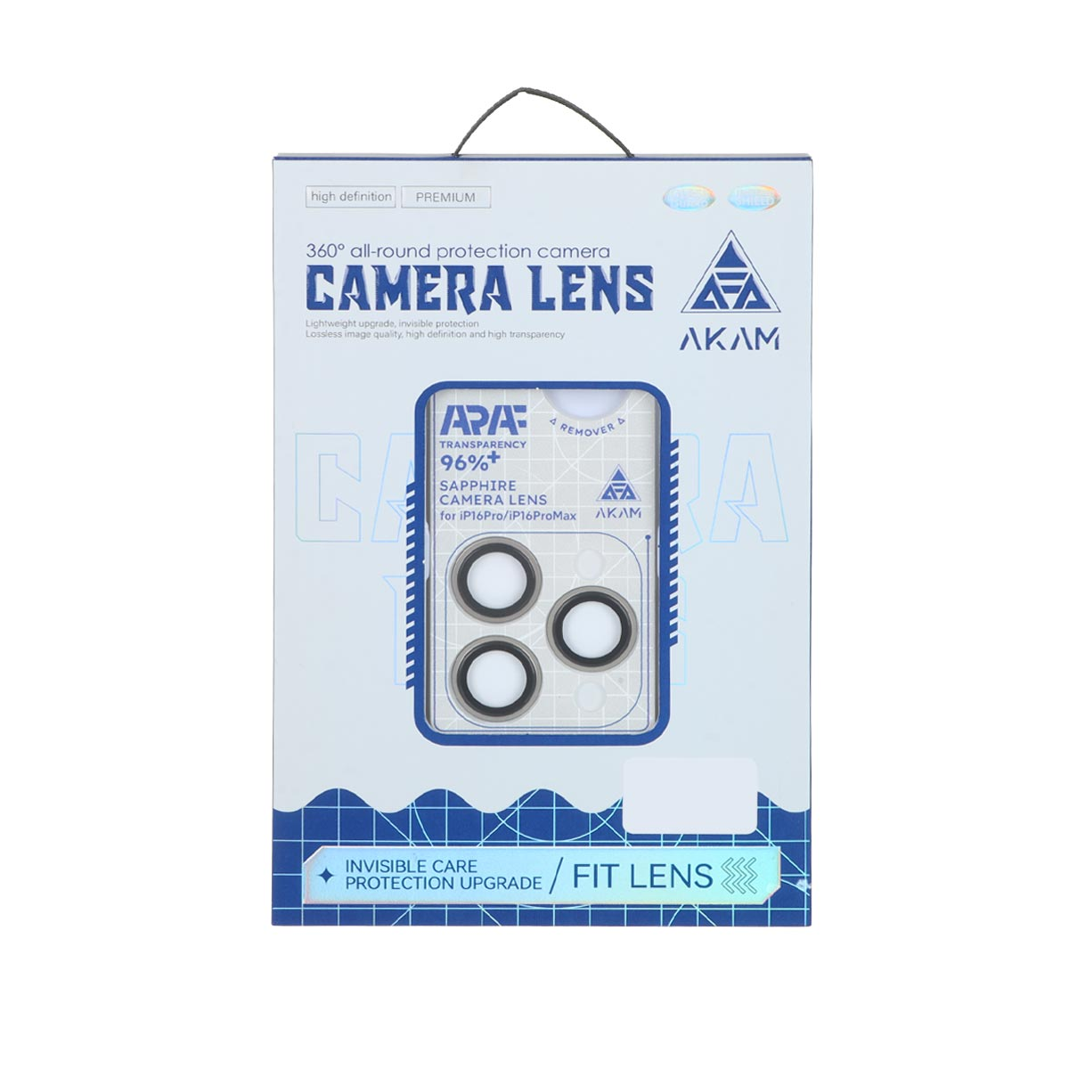 محافظ لنز دوربین گوشی اپل iPhone 16 Pro - 16 Pro Max آکام مدل رینگی شابلون دار-خاکستری روشن
