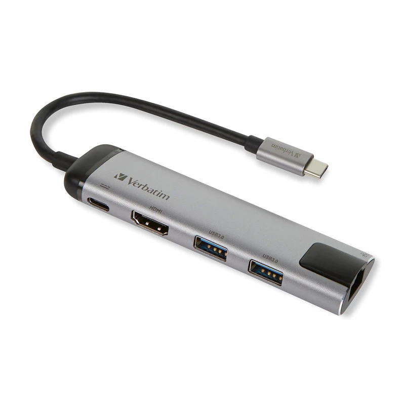 هاب 5 پورت USB-C ورباتیم مدل 49141-نقره‌ای