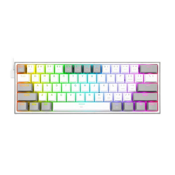 کیبورد با سیم گیمینگ ردراگون مدل FIZZ K617 WHITE-GREY