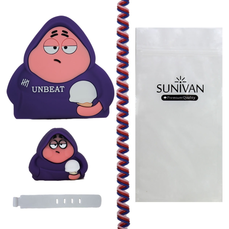 محافظ کابل سانیوان طرح عروسکی فانتزی پاتریک به همراه محافظ شارژر دیواری مجموعه 4 عددی محافظ کابل سانیوان طرح عروسکی فانتزی پاتریک به همراه محافظ شارژر دیواری مجموعه 4 عددی