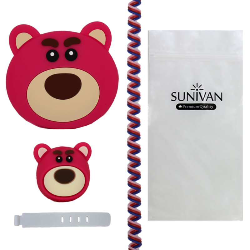 محافظ کابل و شارژر دیواری سانیوان مدل عروسکی طرح خرس لوتسو مجموعه 4 عددی محافظ کابل و شارژر دیواری سانیوان مدل عروسکی طرح خرس لوتسو مجموعه 4 عددی