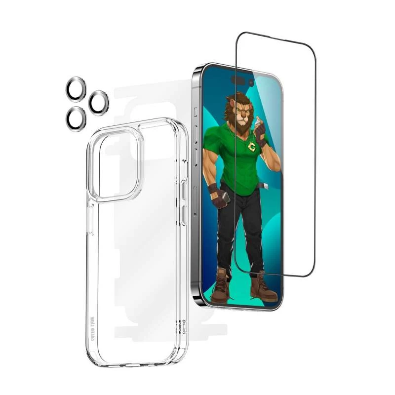 گلس اپل iPhone 14 Pro Max گرین به همراه کاور و محافظ لنز گوشی-مشکی گلس اپل iPhone 14 Pro Max گرین به همراه کاور و محافظ لنز گوشی-مشکی