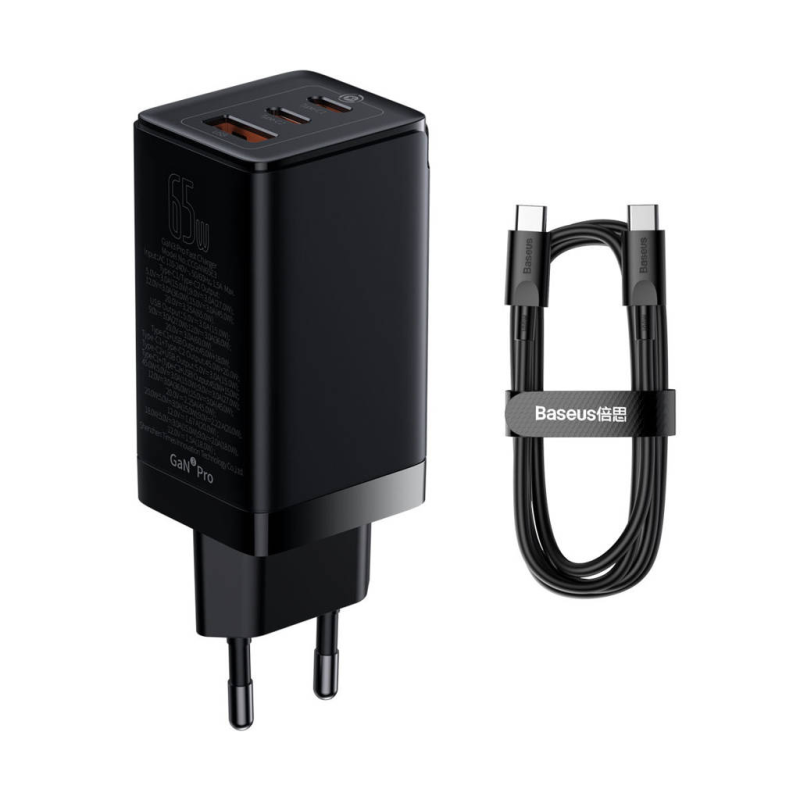 شارژر دیواری بیسوس مدل GaN3 Pro توان 65 وات به همراه کابل USB-C شارژر دیواری بیسوس مدل GaN3 Pro توان 65 وات به همراه کابل USB-C
