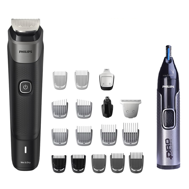 ماشین اصلاح چند کاره فیلیپس مدل 5000-New به همراه موزن بینی فیلیپس مدل PRO