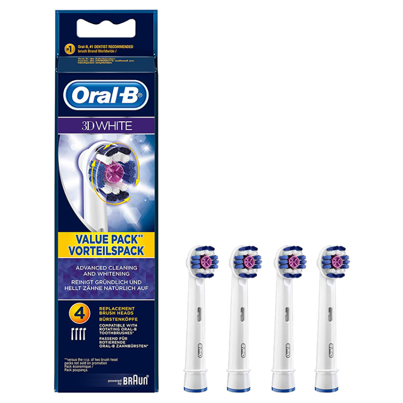 سری یدک مسواک برقی اورال-بی مدل 3D White بسته 4 عددی سری یدک مسواک برقی اورال-بی مدل 3D White بسته 4 عددی
