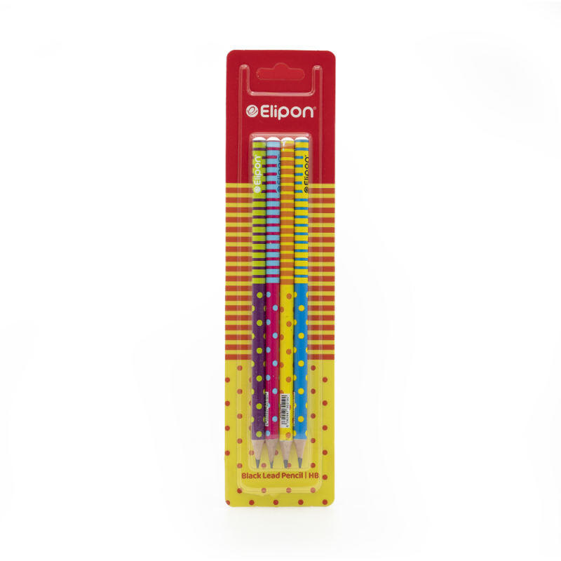 مداد مشکی الیپون طرح POLKA کد 8101640 بسته 4 عددی مداد مشکی الیپون طرح POLKA کد 8101640 بسته 4 عددی