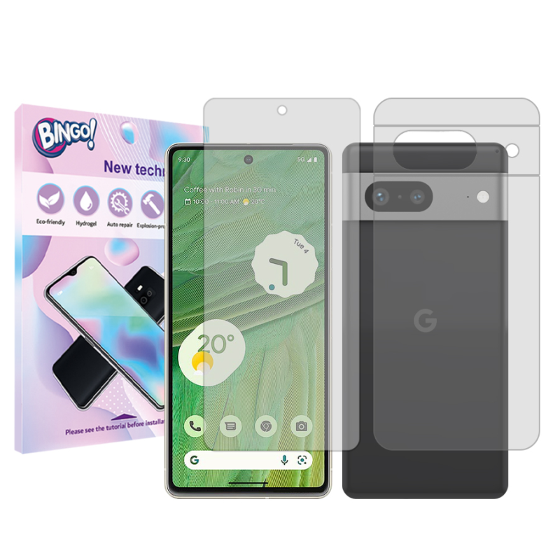 محافظ صفحه نمایش شفاف بینگو مدل Tough مناسب برای گوشی موبایل گوگل Pixel 7  به همراه محافظ پشت گوشی