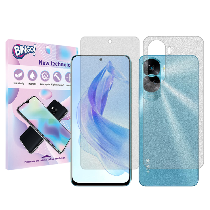 محافظ صفحه نمایش مات بینگو مدل Tough مناسب برای گوشی موبایل آنر 90 Lite به همراه محافظ پشت گوشی محافظ صفحه نمایش مات بینگو مدل Tough مناسب برای گوشی موبایل آنر 90 Lite به همراه محافظ پشت گوشی