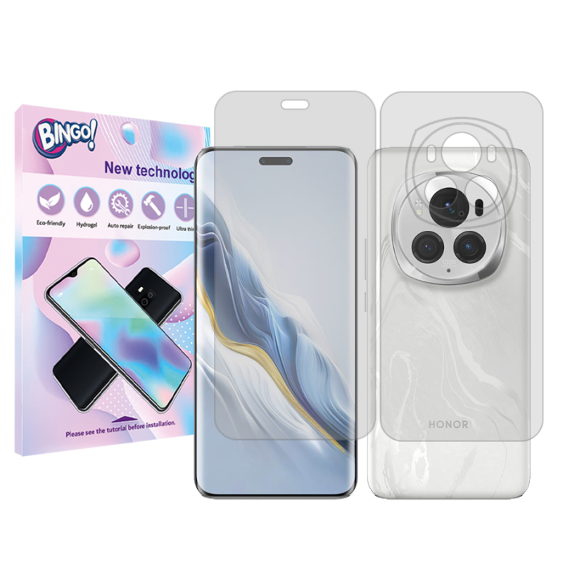 محافظ صفحه نمایش شفاف بینگو مدل Tough مناسب برای گوشی موبایل آنر Magic 6 Pro به همراه محافظ پشت گوشی