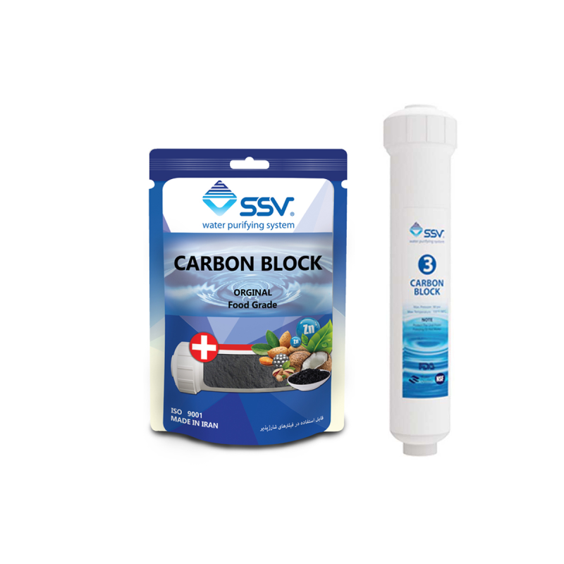فیلتر دستگاه تصفیه کننده آب اس اس وی مدل Carbon block به همراه بسته شارژ یدک وزن 140 گرم فیلتر دستگاه تصفیه کننده آب اس اس وی مدل Carbon block به همراه بسته شارژ یدک وزن 140 گرم