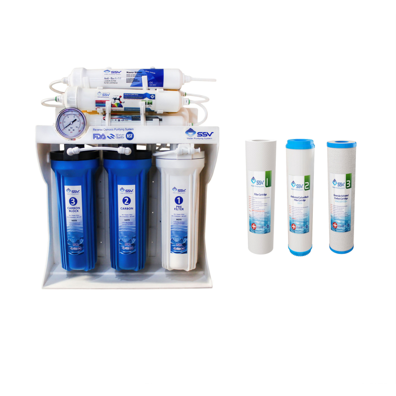 دستگاه تصفیه کننده آب اس اس وی مدل BlueStar X1000 به همراه فیلتر بسته 3 عددی دستگاه تصفیه کننده آب اس اس وی مدل BlueStar X1000 به همراه فیلتر بسته 3 عددی