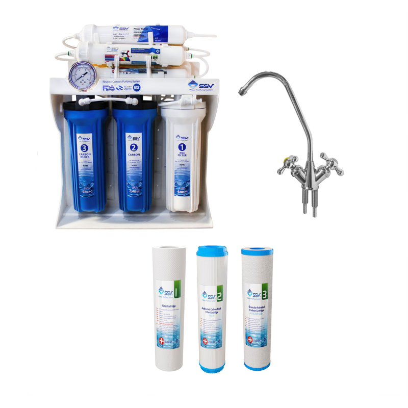 دستگاه تصفیه آب اس اس وی مدل BlueStar 2W X1050 به همراه شیردوکاره و فیلتر بسته 3 عددی دستگاه تصفیه آب اس اس وی مدل BlueStar 2W X1050 به همراه شیردوکاره و فیلتر بسته 3 عددی