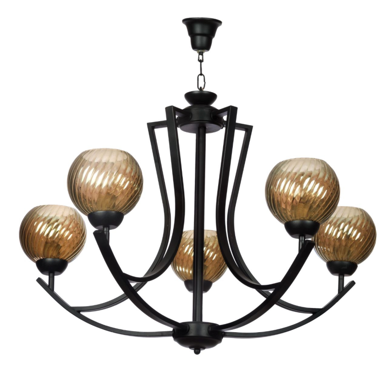 لوستر 5 شعله چشمه نور کد 2618/5BK لوستر 5 شعله چشمه نور کد 2618/5BK