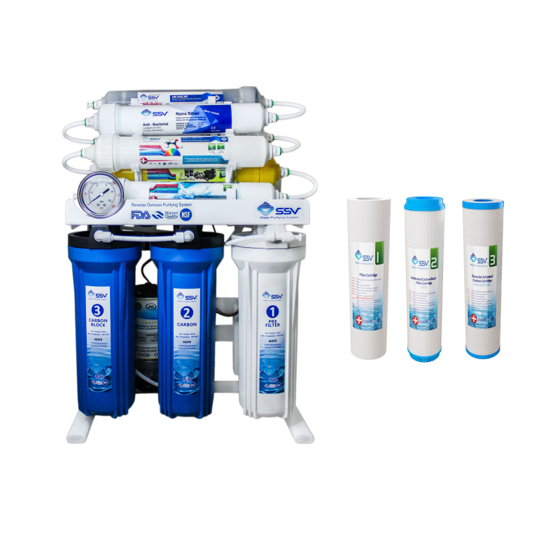 دستگاه تصفیه کننده آب اس اس وی مدل MaxBlue x1000 به همراه فیلتر بسته 3 عددی دستگاه تصفیه کننده آب اس اس وی مدل MaxBlue x1000 به همراه فیلتر بسته 3 عددی