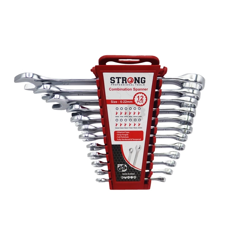 آچار یکسر تخت و یکسر رینگی استرانگ مدل AJ-12PCS-STRONG مجموعه 12 عددی آچار یکسر تخت و یکسر رینگی استرانگ مدل AJ-12PCS-STRONG مجموعه 12 عددی