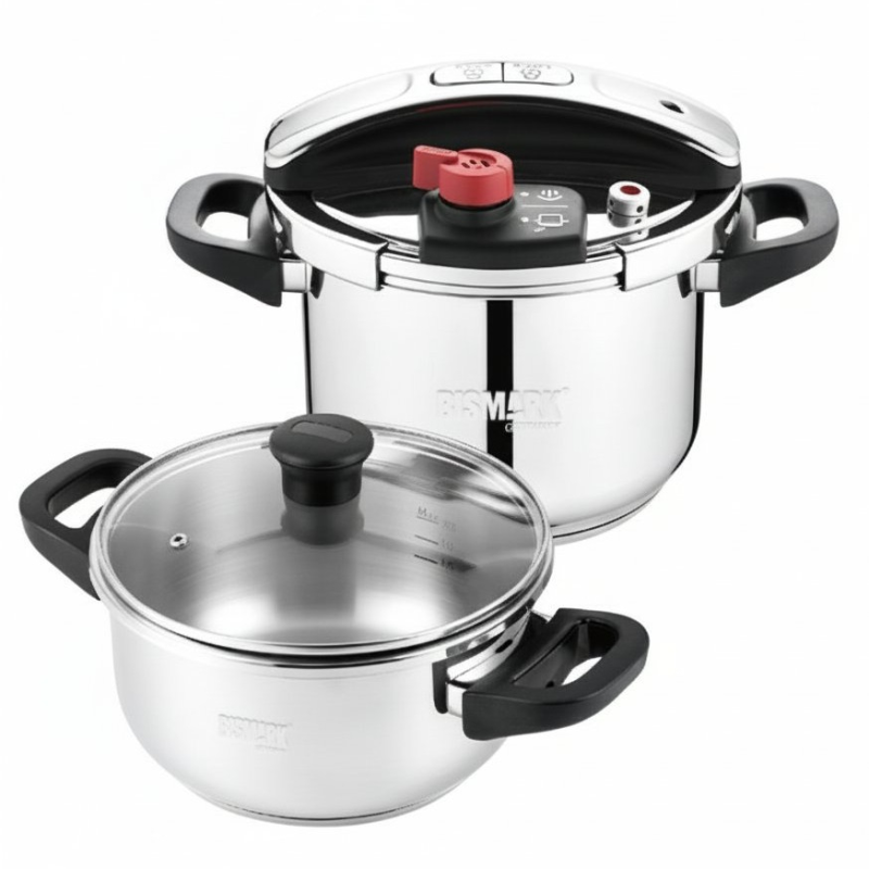 زودپز دوقلو بیسمارک مدل BM220 گنجایش 4 و 7 لیتر زودپز دوقلو بیسمارک مدل BM220 گنجایش 4 و 7 لیتر