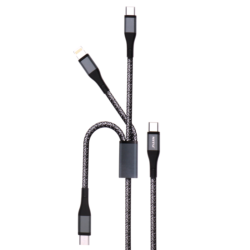 کابل تبدیل USB به تایپ سی - microUSB - لایتنینگ نیتو مدل NC206G طول 1.2 متر کابل تبدیل USB به تایپ سی - microUSB - لایتنینگ نیتو مدل NC206G طول 1.2 متر