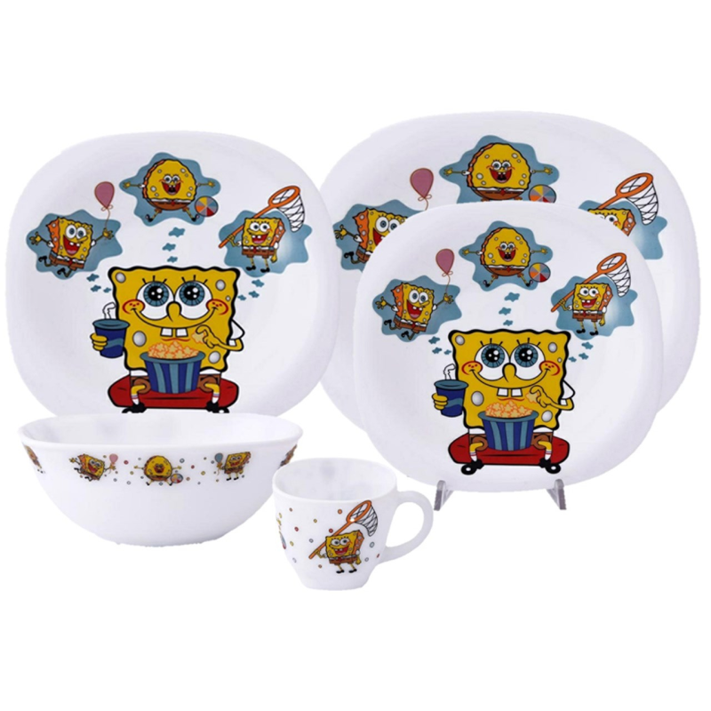 سرویس غذاخوری 5 پارچه کودک پارس اوپال طرح Sponge Bob سرویس غذاخوری 5 پارچه کودک پارس اوپال طرح Sponge Bob
