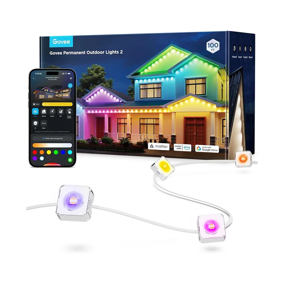 ریسه هوشمند فضای باز گووی مدل Permanent Outdoor Lights 2 H705E طول 30 متر ریسه هوشمند فضای باز گووی مدل Permanent Outdoor Lights 2 H705E طول 30 متر