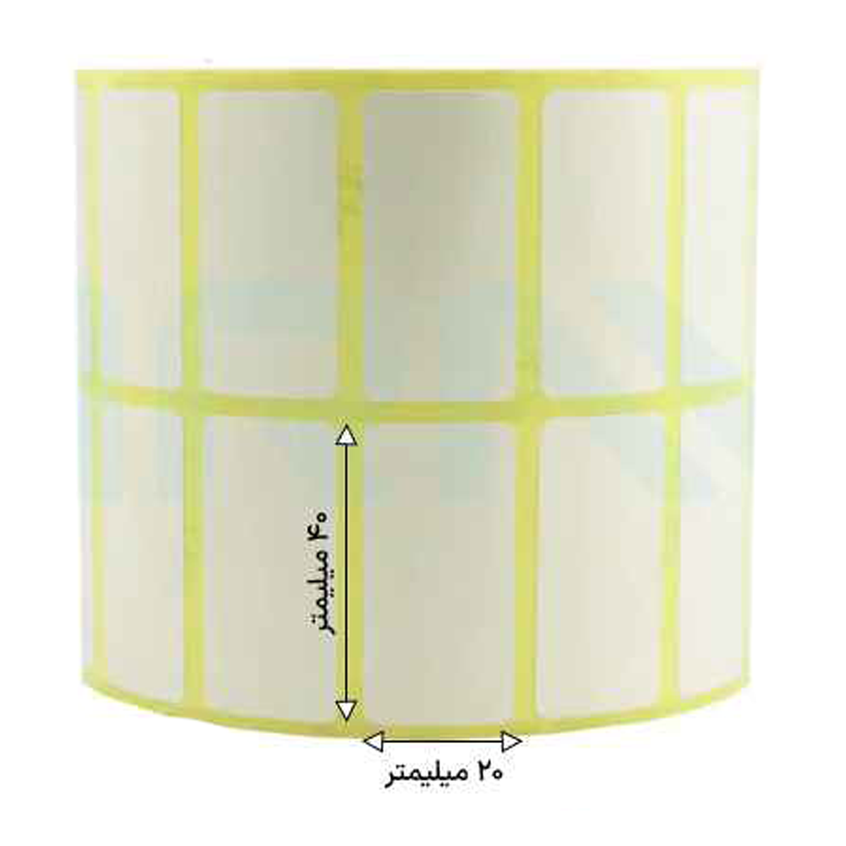 رول 2000 تایی لیبل کاغذی دو ردیفه 40x20 رول 2000 تایی لیبل کاغذی دو ردیفه 40x20