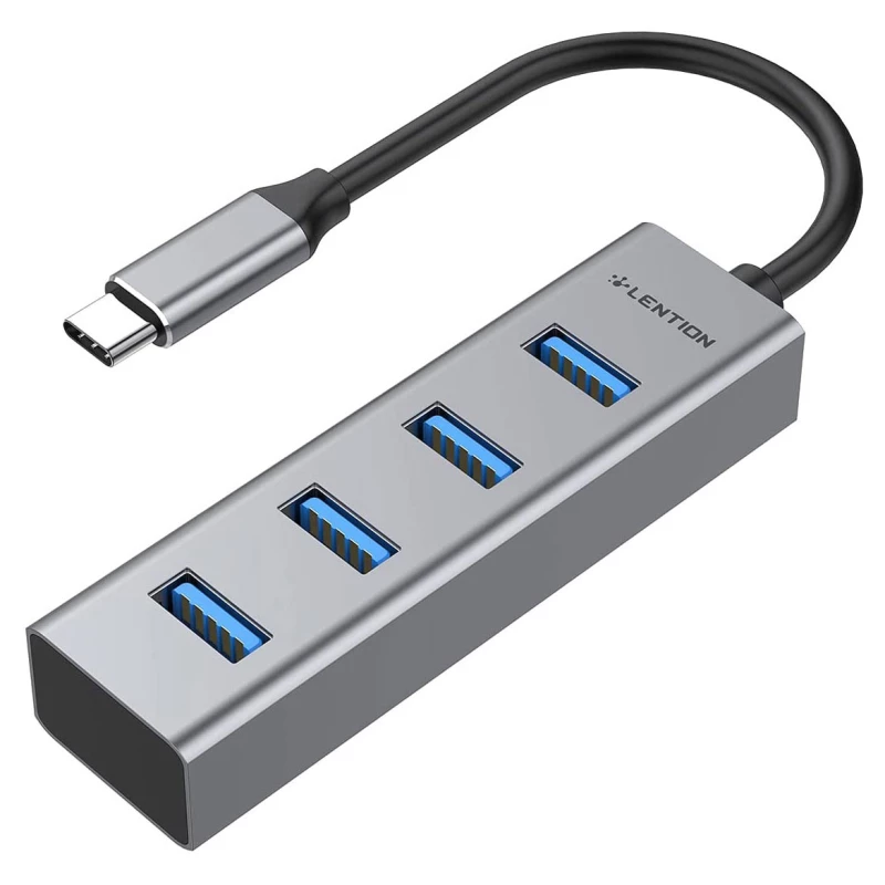 هاب 4 پورت USB-C لنشن مدل C22S-نقره ای هاب 4 پورت USB-C لنشن مدل C22S-نقره ای
