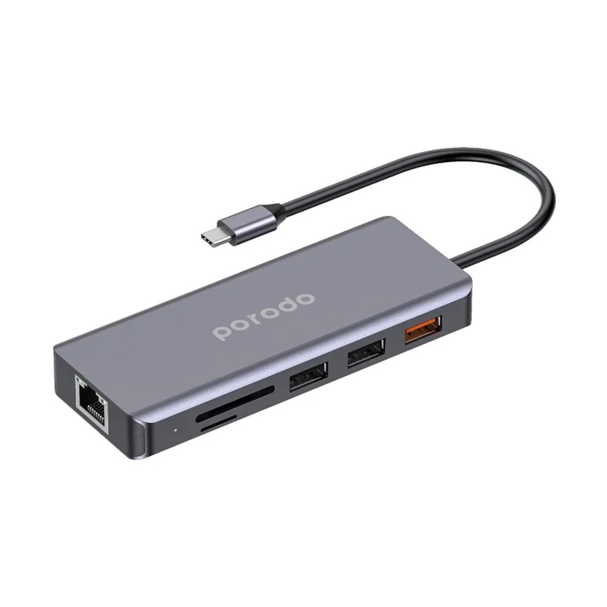 هاب تایپ سی 9 پورت پرودو مدل PD-91CHB-GY هاب تایپ سی 9 پورت پرودو مدل PD-91CHB-GY
