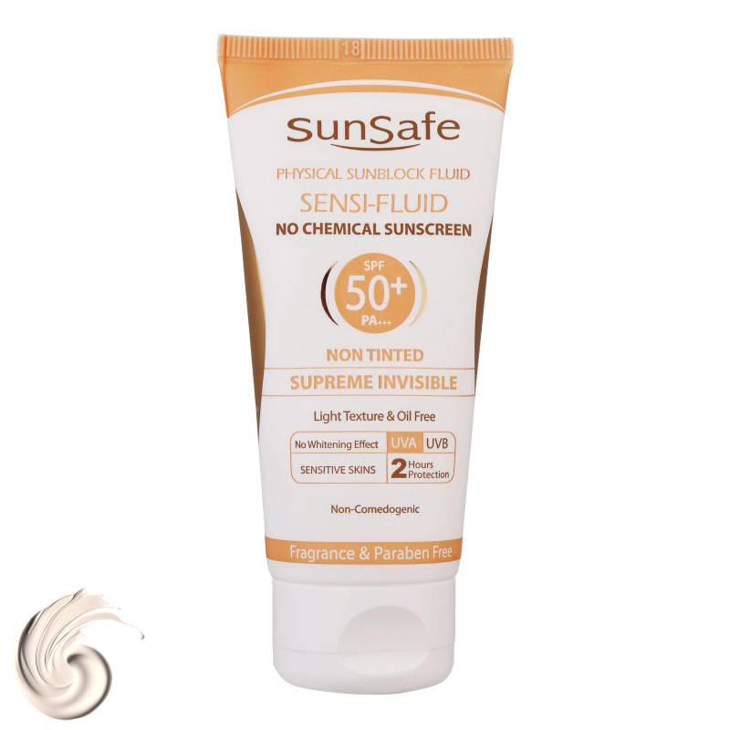 کرم ضدآفتاب سان سیف مدل سنسی فلوئید +SPF50 حجم 50 میلی لیتر-