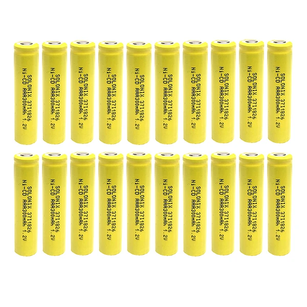 باتری نیم قلمی قابل شارژ سولونیکس مدل صنعتی 300mAh سرتخت مجموعه 20 عددی-زرد باتری نیم قلمی قابل شارژ سولونیکس مدل صنعتی 300mAh سرتخت مجموعه 20 عددی-زرد