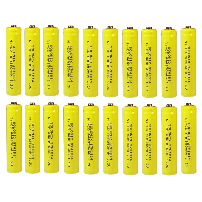 باتری شارژی نیم قلمی سولونیکس مدل صنعتی Ni-Cd مجموعه 20 عددی-زرد