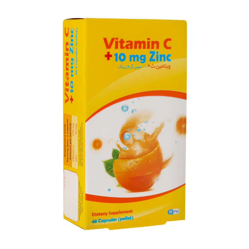 کپسول ویتامین C و 10 میلی گرم زینک هگمتان دارو غرب 48 عدد کپسول ویتامین C و 10 میلی گرم زینک هگمتان دارو غرب 48 عدد