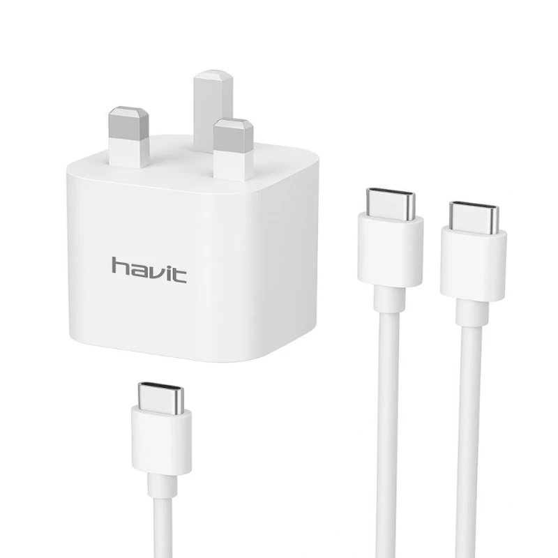 شارژر دیواری هویت مدل ST712 به همراه کابل دو سر تایپ سی به توان 20 وات -سفید