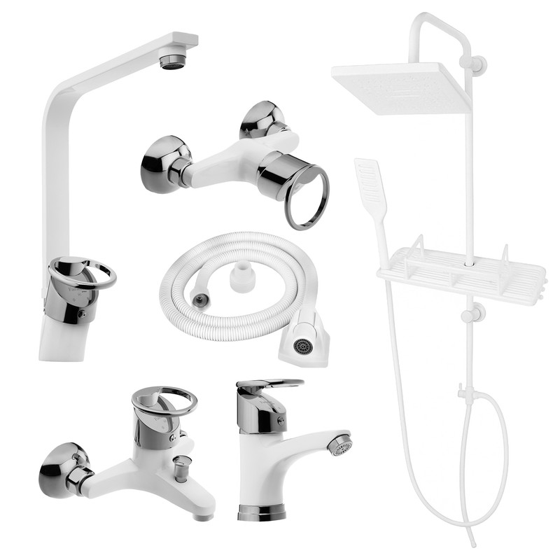 ست شیرآلات توفیق مدل النگویی سبددار مجموعه 6 عددی