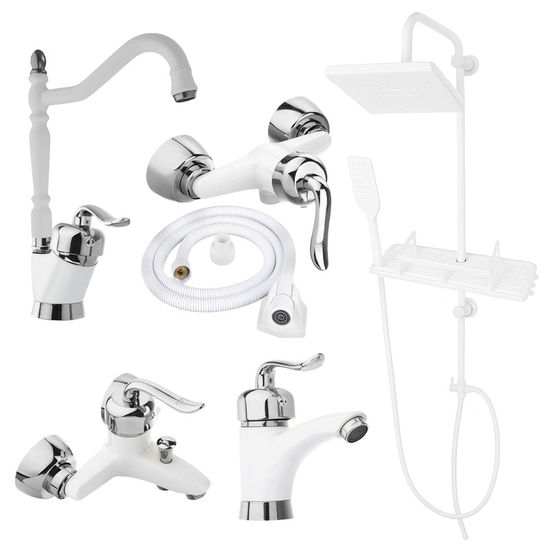 ست شیرآلات توفیق مدل قجری سبددار مجموعه 6 عددی