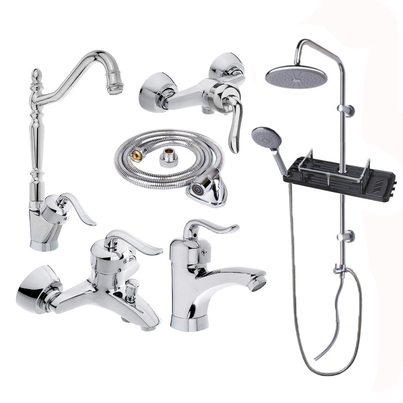 ست شیرآلات شیرآلات بهداشتی و ساختمانی توفیق مدل قجری پلاس رسوبگیر مجموعه 6 عددی