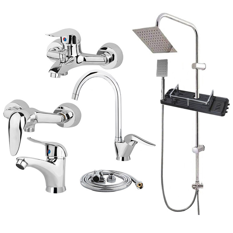 ست شیرآلات شیرآلات بهداشتی و ساختمانی توفیق مدل اوج پلاس سبددار مجموعه 6 عددی ست شیرآلات شیرآلات بهداشتی و ساختمانی توفیق مدل اوج پلاس سبددار مجموعه 6 عددی