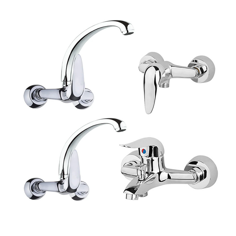 ست شیرالات شیرآلات بهداشتی و ساختمانی توفیق مدل اوج دیواری مجموعه 4 عددی