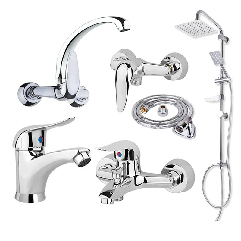 ست شیرالات شیرآلات بهداشتی و ساختمانی توفیق مدل اوج دیواری مجموعه 6 عددی