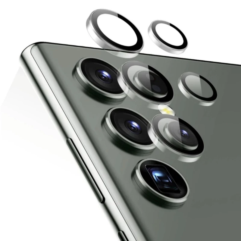 محافظ لنز دوربین شیشه ای اوجی مدل Crystal Shield مناسب برای گوشی موبایل سامسونگ Galaxy S23 Ultra-مشکی