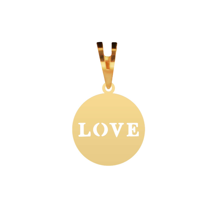 پلاک گردنبند طلا 18 عیار شمیم گلد گالری مدل دایره و Love کد P-5 پلاک گردنبند طلا 18 عیار شمیم گلد گالری مدل دایره و Love کد P-5