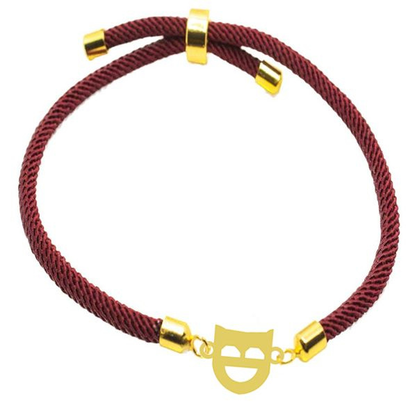 دستبند طلا 18 عیار زنانه شمیم گلد گالری مدل آسانسوری پلاک دار طرح ماسک