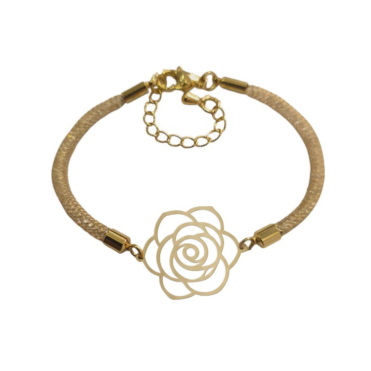 دستبند طلا 18 عیار زنانه شمیم گلد گالری مدل گل رز