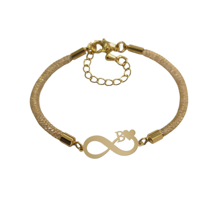دستبند طلا 18 عیار زنانه شمیم گلد گالری طرح بی نهایت و حرف B کد D69-9 دستبند طلا 18 عیار زنانه شمیم گلد گالری طرح بی نهایت و حرف B کد D69-9