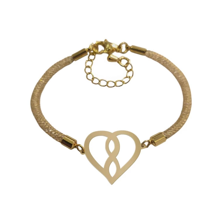 دستبند طلا 18 عیار زنانه شمیم گلد گالری طرح قلب و بینهایت کد D16-28-0.10 دستبند طلا 18 عیار زنانه شمیم گلد گالری طرح قلب و بینهایت کد D16-28-0.10