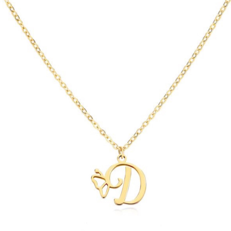 گردنبند طلا 18 عیار زنانه شمیم گلد گالری مدل مینیمال حرف D و پروانه کد S-110 گردنبند طلا 18 عیار زنانه شمیم گلد گالری مدل مینیمال حرف D و پروانه کد S-110