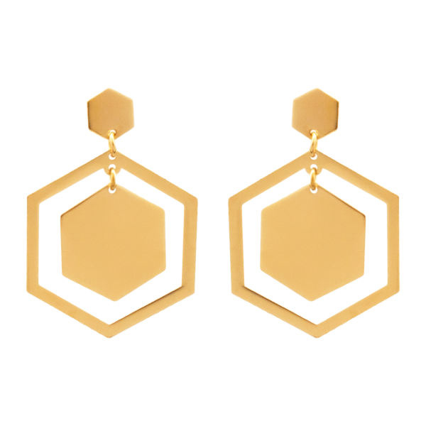 گوشواره طلا 18 عیار زنانه شمیم گلد گالری طرح شش ضلعی مدل DE87 گوشواره طلا 18 عیار زنانه شمیم گلد گالری طرح شش ضلعی مدل DE87